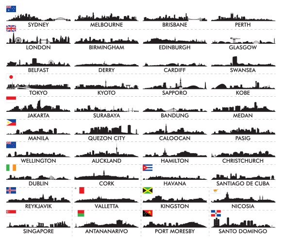 City skyline australia and the island country vector image