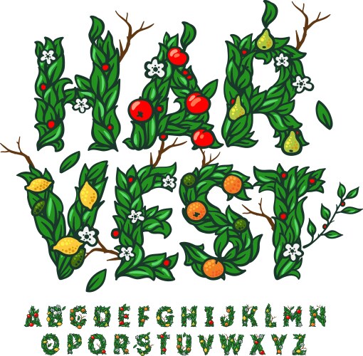 Harvest festival alphabet vector image