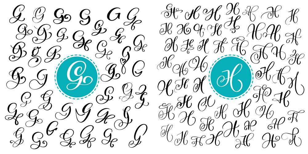 Set letter g and h hand drawn flourish vector image