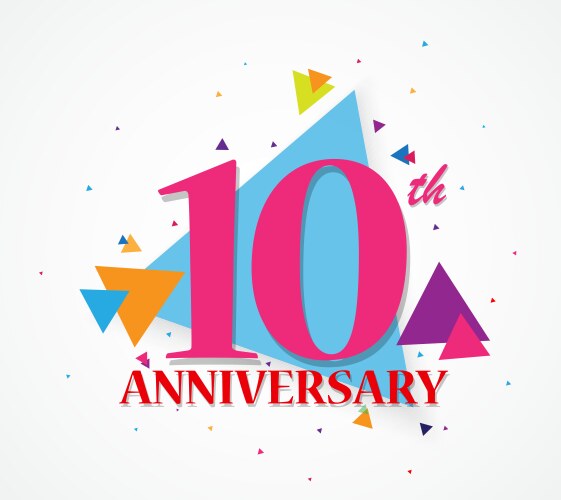 happy anniversary celebration with triangle shape vector image