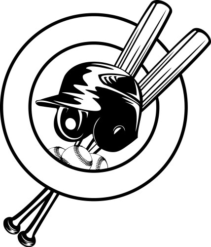 Helmet balls and crossed bats vector image