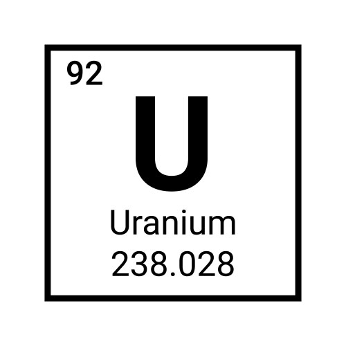 Uranium periodic table element vector image