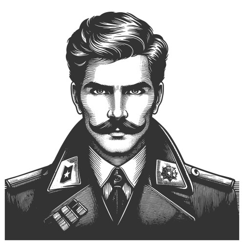 Soviet military officer portrait mustache vector image