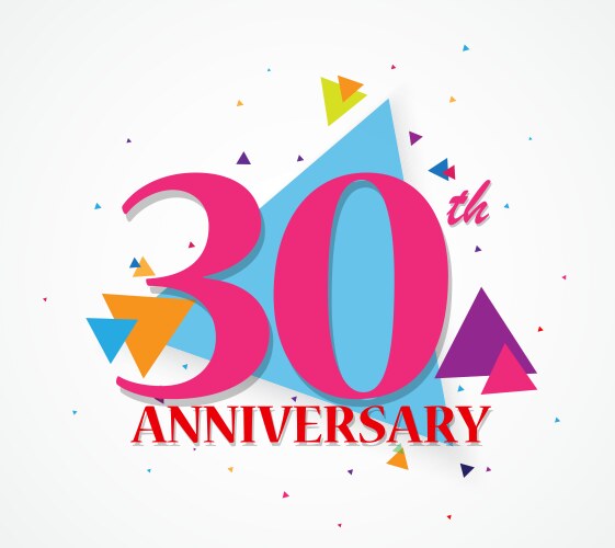 happy anniversary celebration with triangle shape vector image