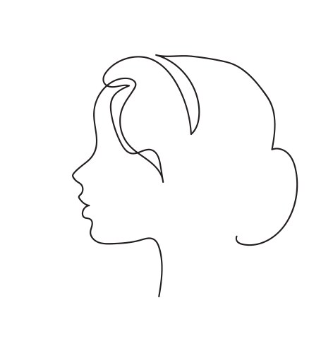 woman profile continuous line vector image