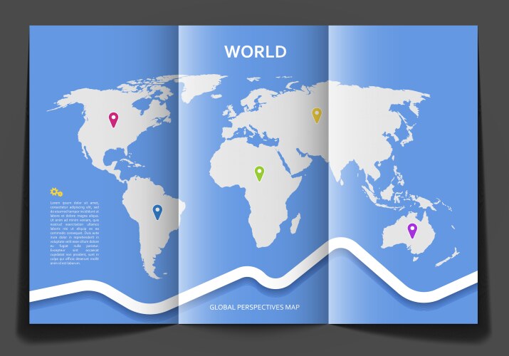 Brochure with world map vector image