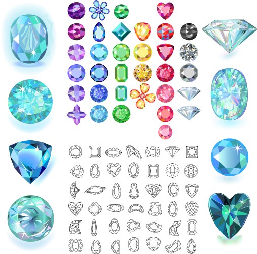 Set of colored gems vector image