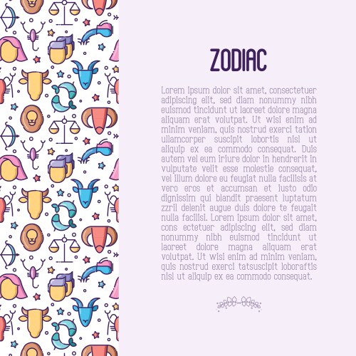 Zodiac signs concept with thin line icons vector image