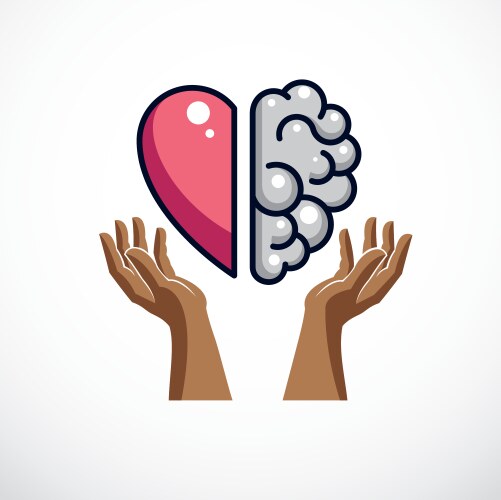 Heart and brain concept conflict between emotions vector image