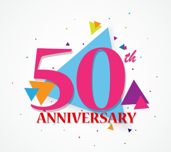 happy anniversary celebration with triangle shape vector image