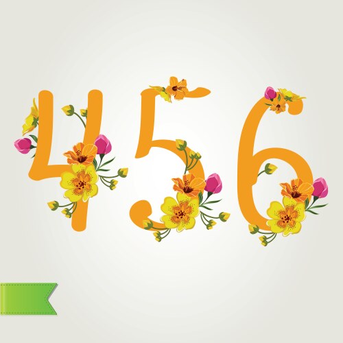 Floral numbers set vector image