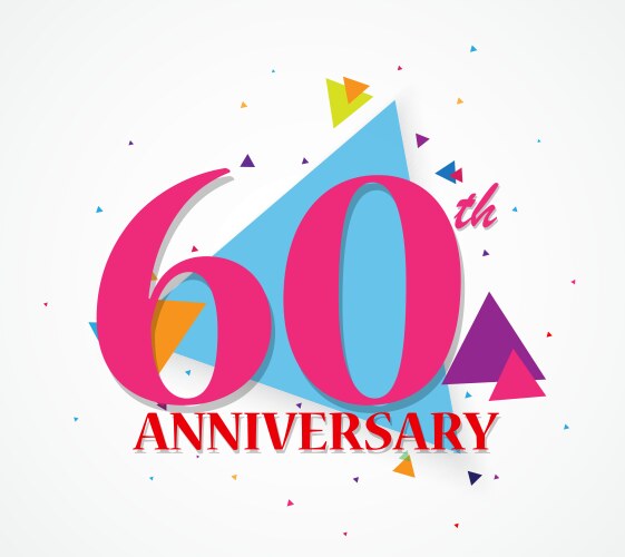 happy anniversary celebration with triangle shape vector image