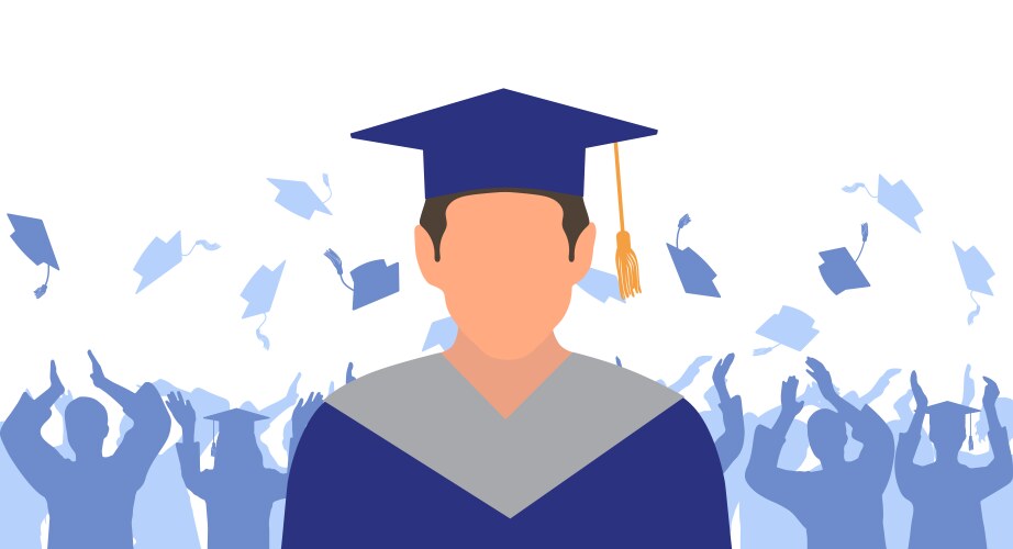 Man graduate in mantle and academic square cap vector image