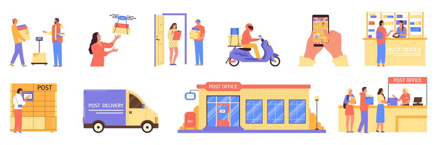 post office delivery set vector image