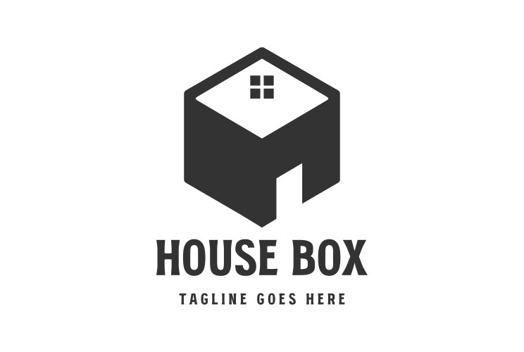 Simple minimalist geometric box cube house vector image