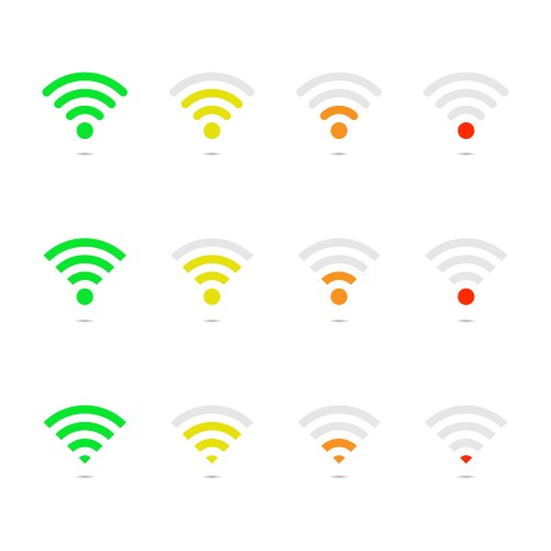 Wi-fi signal strength on white template maximum vector image