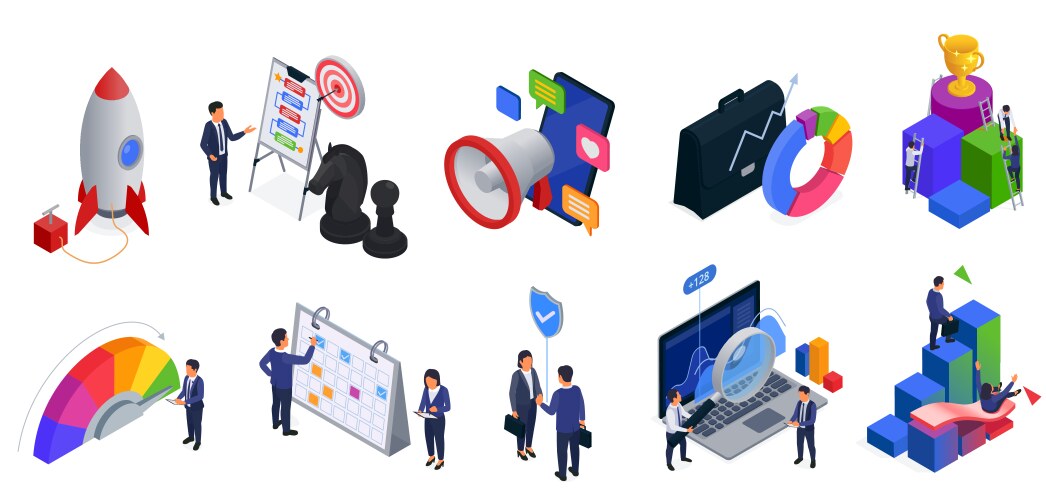 Business and marketing scenes isolated vector image