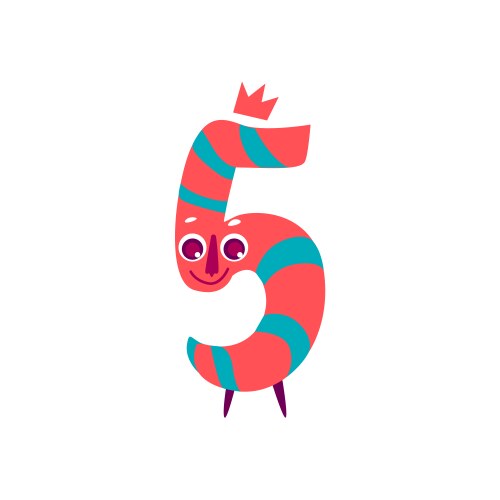 Cute animallike character number five 5 vector image