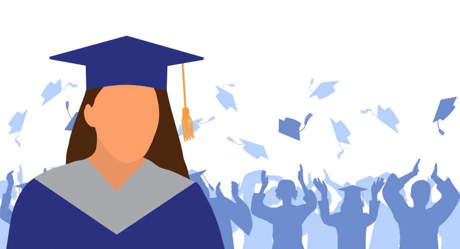 Girl graduate in mantle and academic square cap vector image