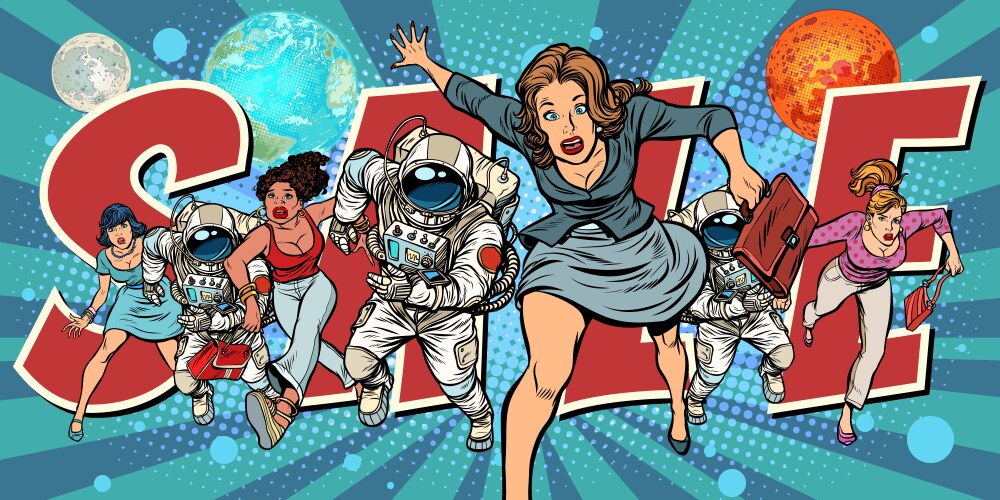 women and astronauts running for sale vector image