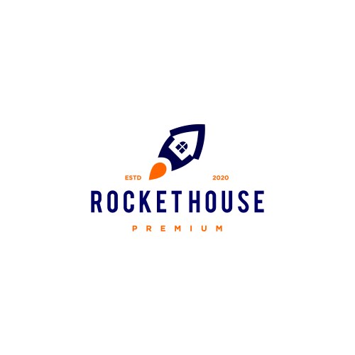 Simple rocket home logo vector image