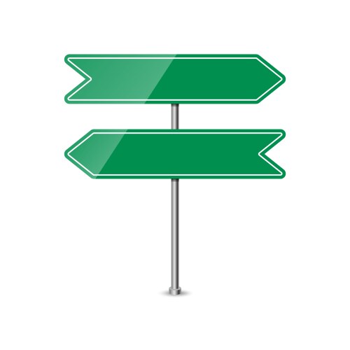 Empty green direction sign - blank roadsigns vector image