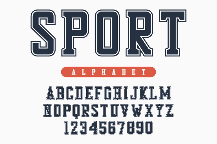 Sport font original college alphabet athletic vector image