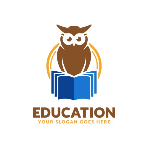 education logo design template book and owl icon vector image