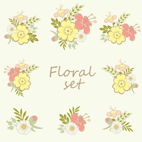 Floral elements set vector image