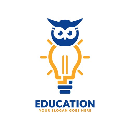 education logo design template bulb and owl icon vector image