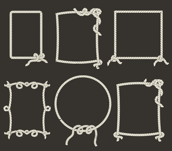 decorative rope frames on black background vector image