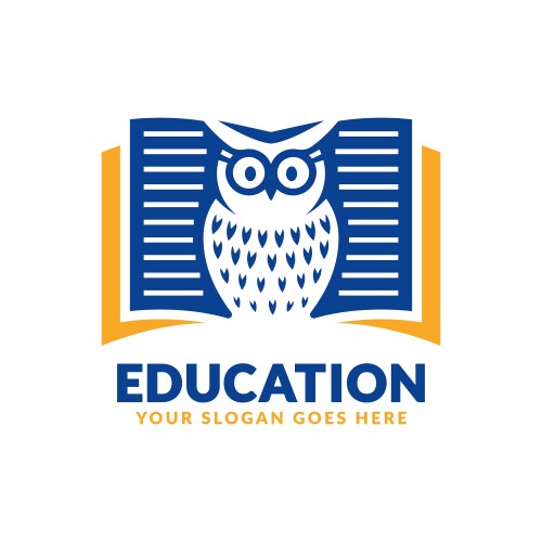 Education logo design template book and owl icon vector image