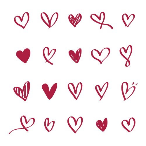 Collection heart icons vector image