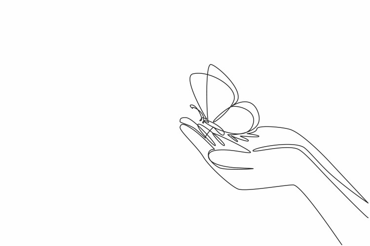 Single one line drawing butterflies flying on two vector image