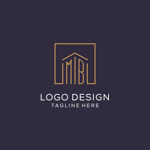 Initial mb logo with square lines luxury vector image