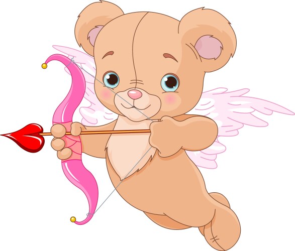 Valentine cupid bear vector image