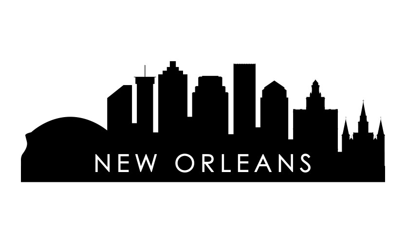 new orleans skyline silhouette black vector image