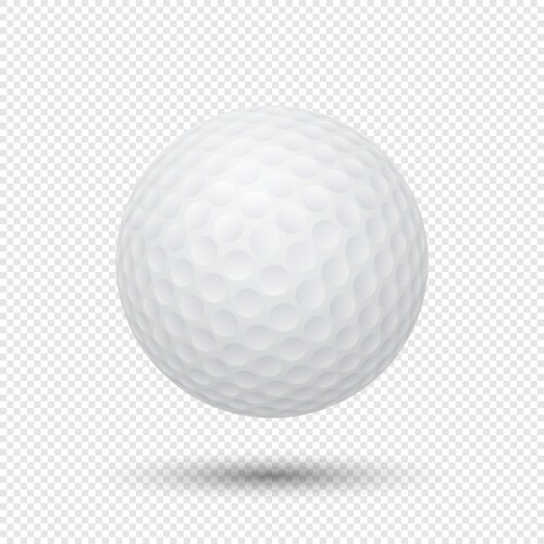 Realistic flying golf ball closeup isolated vector image