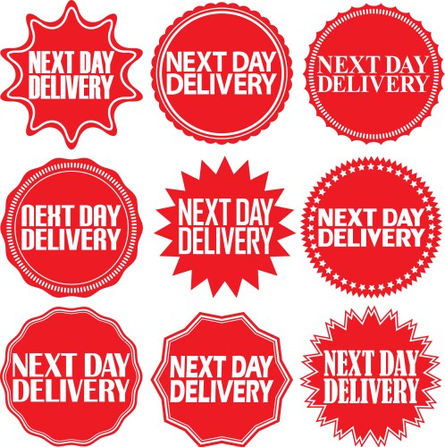 Next day delivery signs set vector image