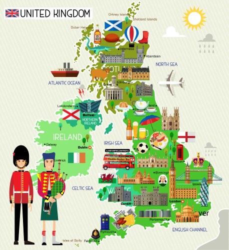 united kingdom travel map vector image