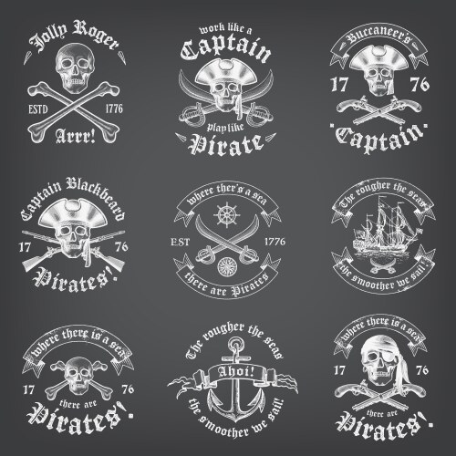 Chalkboard death pirate logos vector image