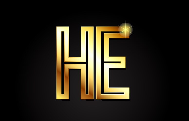 Gold alphabet letter he h e logo combination icon vector image