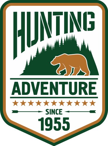 Hunting and adventure retro badge design with bear vector image