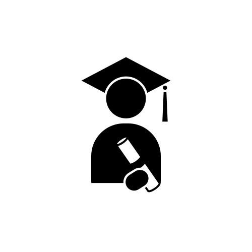 Graduate student character wearing graduation cap vector image