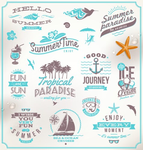 Set of travel and vacation emblems symbol vector image