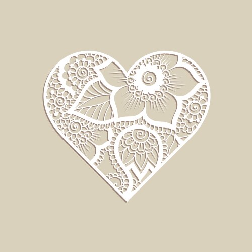 Heart shape with hand drawn floral ornament vector image