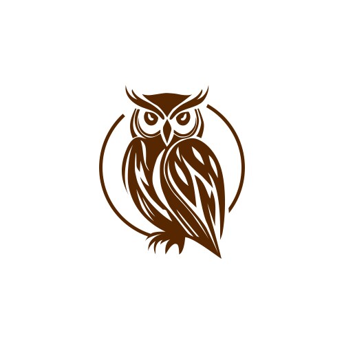 Owl bird animal wild logo vector image