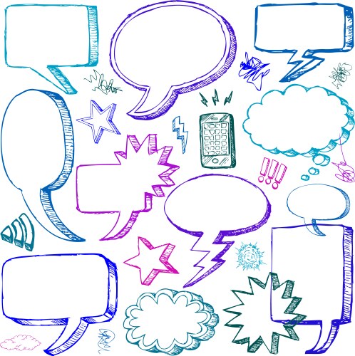 Set of hand drawn comical speech bubbles vector image