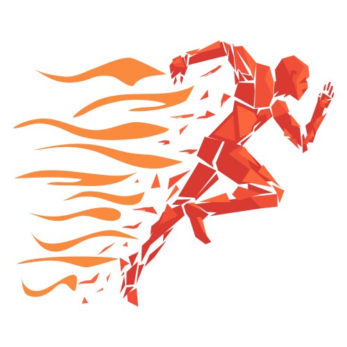 Fire running man vector image