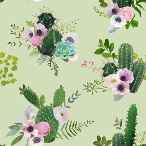 Tropical summer cactus botanical background vector image